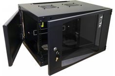 TWT Шкаф настенный Next, 6U 550x450, стеклянная дверь, черный TWT-CBWNG-6U-6x4-BK