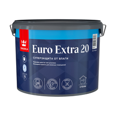 Краска в/д Tikkurila Euro Extra 20 для влажных помещений, полуматовая, основа A 9л