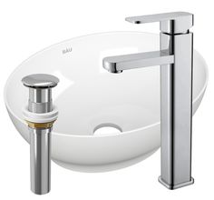 Раковина накладная со смесителем и выпуском Bau Nimb 41х33, белая Bauedge