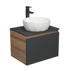 Тумба с раковиной и смесителем Bau (Тумба 60, графит + раковина D40 + смеситель) Bauedge