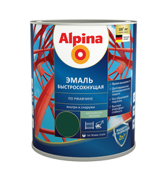 Эмаль Alpina быстросохнущая по ржавчине RAL 6005 Зелёный 0,75 л