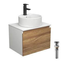 Комплект для ванной, 4 предмета Bau (Тумба 60 + раковина D40 + смеситель + выпуск) Bauedge