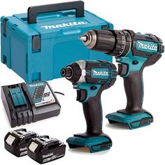 Набор Makita DLX2131TJ: ударная дрель-шуруповерт, компактный ударный шуруповерт, 2 АКБ и З