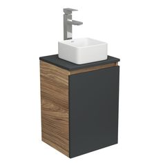 Тумба с раковиной и смесителем Bau (Тумба 40, графит + раковина 24х24 + смеситель) Bauedge