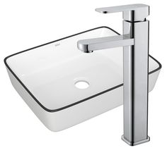 Раковина санфаянс накладная прямоугольная BAU Hotel Black Rand 48х37, белая + смеситель Bauedge