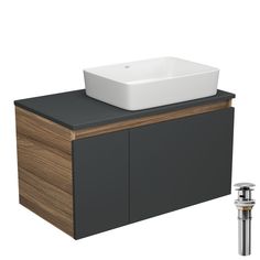 Тумба с раковиной и выпуском Bau (Тумба 80, графит + раковина 48х37 + выпуск) Bauedge