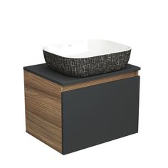 Тумба с раковиной 60 Bau (Тумба 60, графит + раковина Stil Black White 50х40) Bauedge