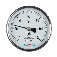 Термометр биметаллический ЭКОМЕРА БТ-1-80, 0-120С L=80