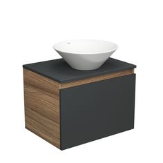 Тумба с раковиной 60 Bau (Тумба 60, графит + раковина круглая Dream D43, белая) Bauedge