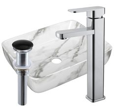 Раковина накладная со смесителем и выпуском Bau Hotel 48х37, мрамор Bauedge