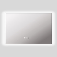Зеркало Квартал 40*70 с нейтральной LED-подсветкой и часами горизонтальное Alias