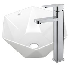Раковина накладная на столешницу BAU Crystal 40х40, белая + смеситель Bauedge