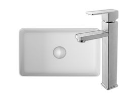 Раковина санфаянс накладная прямоугольная BAU Hotel mini 37х23, белая + смеситель Bauedge