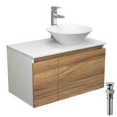 Комплект для ванной, 4 предмета Bau (Тумба 80 + раковина D43 + смеситель + выпуск) Bauedge