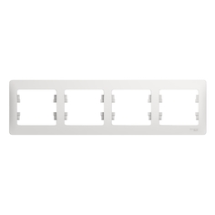 Рамка Schneider Electric Glossa 4 поста горизонтальная. Белая