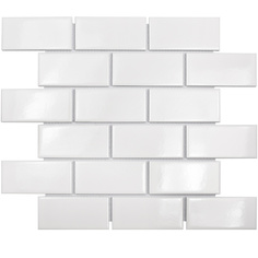 Мозаика Starmosaic Brick White Glossy белая керамическая 294х288х4,5 мм глянцевая
