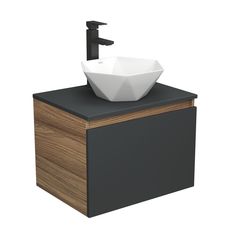 Тумба с раковиной и смесителем Bau (Тумба 60, графит + раковина 40х40 + смеситель) Bauedge