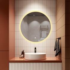 Зеркало для ванной Alfa Mirrors с теплой подсветкой 3200К круглое 50см, арт. Na-5t