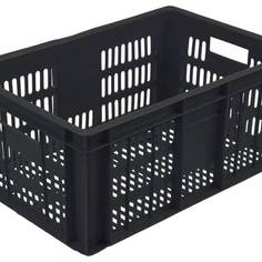 Колбасный ящик п/э 600х400х250 с перфорацией черный, вес 1,6 кг Тара.ру 00378