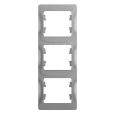 Рамка Schneider Electric Glossa 3 поста вертикальная. Алюминий