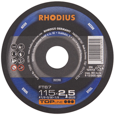 Отрезной прямой диск по стали RHODIUS из алюминиевого корунда для болгарки/УШМ, 115 х 2,5