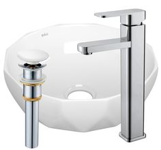 Раковина накладная со смесителем и выпуском Bau Diamond D40, белая Bauedge