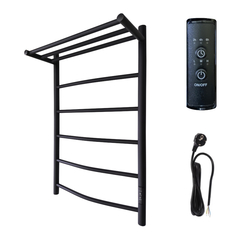 Полотенцесушитель электрический вид 4 с полкой 800х500 правый скр монтаж черный мат Маргроид