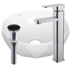 Раковина накладная со смесителем и выпуском Bau Diamond D40, белая Bauedge