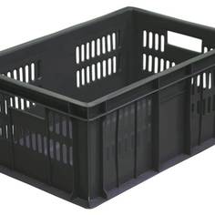 Ящик Тара.ру п/э 600х400х250 дно сплошное, перфорированный, чёрный 04997