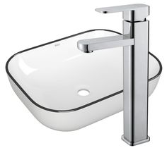 Раковина санфаянс накладная BAU Stil Black Rand 50х40, белая, черный кант + смеситель Bauedge