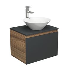 Тумба с раковиной и смесителем Bau (Тумба 60, графит + раковина D43 + смеситель) Bauedge