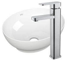 Раковина накладная овальная BAU Nimb 41х33, белая + смеситель Bauedge