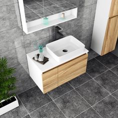 Комплект для ванной, 4 предмета Bau (Тумба 80 + раковина 48х37 + смеситель + выпуск) Bauedge