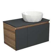 Тумба подвесная Bau Dream Blackwood 80 графит, раковина накладная на столешницу Bauedge