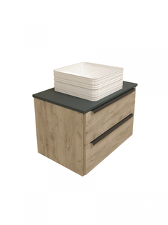 Тумба с раковиной в ванную подвесная Teymi Helmi 70, дуб крафт/графит матовый