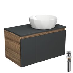 Тумба Bau Dream 80, графит, раковина накладная на столешницу Bauedge