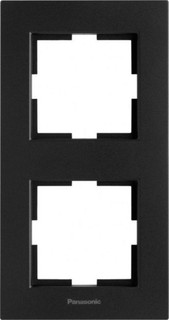 Рамка Panasonic Karre Plus (WKTF08123CB-RU) 2x верт.монт. камень черный кварц (упак.:1шт)