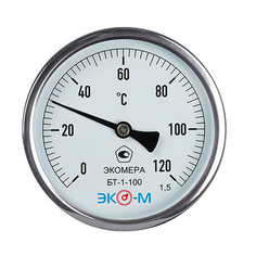 Термометр биметаллический БТ-1-100, 0-120С L=40 ЭКОМЕРА