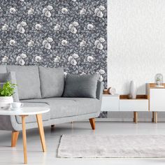 Обои Malex design горячего тиснения, 1,06x10 м, Жардин фон, графит, 1 рулон