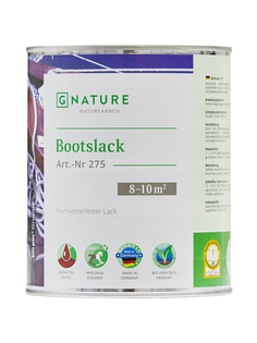 GNature 275, Bootslack Высокоэластичный, универсальный глянцевый яхтный лак, бесцветный 0,