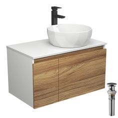 Комплект для ванной, 4 предмета Bau (Тумба 80 + раковина D40 + смеситель + выпуск) Bauedge