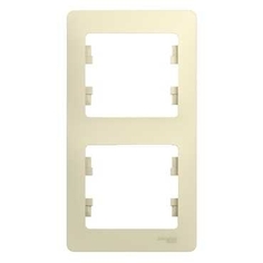 Рамка Schneider Electric Glossa 2 поста вертикальная. Бежевая