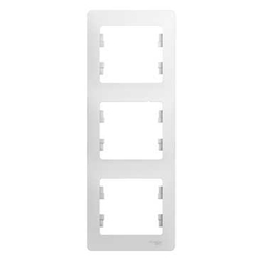 Рамка Schneider Electric Glossa 3 поста вертикальная. Белая