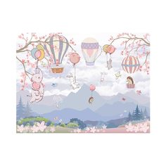 Фотообои флизелиновые встык VEROL "Звери на воздушных шарах" 12 м2, 3,0х4,0 м, 97-ФФО-0570