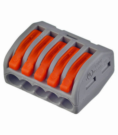 Клемма на 5 проводов Wago 222-415 0,08-2,5 кв. мм с рычажками без пасты (40 шт.)