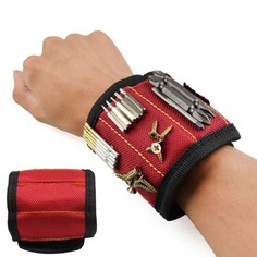 Строительный магнитный браслет Magnetic Wristband, 5 магнитов, красный No Brand