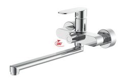 Смеситель для ванны Haiba HB22590 с длинным изливом и переключателем в корпусе, хром