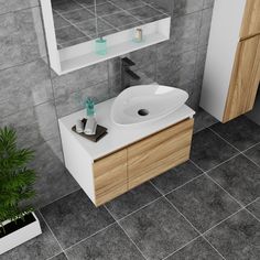 Комплект для ванной, 4 предмета Bau. Тумба 80, раковина 59х39, смеситель, выпуск. Bauedge