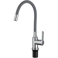 Смеситель для кухни, Frud, гибкий излив, с картриджем, серый/хром, R42052-31