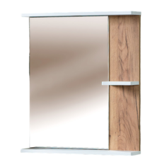 Шкаф зеркальный Акваль Ирис-60 белый/дуб вотан, без подсветки